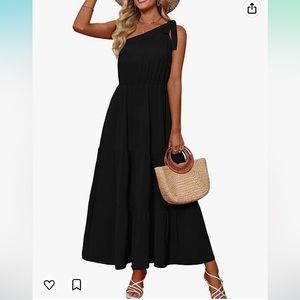 One shoulder maxi dress black xxl